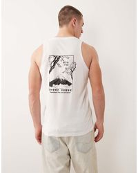 Jack & Jones - Oversized Vest With Japanese Mountain Back Print - Lyst