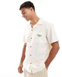 New Look - Camicia Effetto Lino Sporco Con Ricamo Di E Rever - Lyst