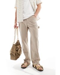 Jack & Jones - Wide Fit Linen Mix Carpenter Trouser - Lyst