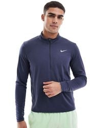 Nike - Top Gris De Manga Larga Con Media Cremallera Pacer Dri-Fit De -Azul - Lyst