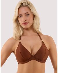 Wolf & Whistle - Tamzin Chocolate Underwired Bikini Top With Hardwear - Lyst