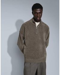 ASOS - Relaxed Knitted Half Zip Funnel Neck Jumper - Lyst