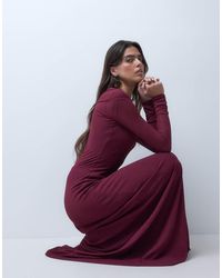ASOS - Long Sleeve Scoop Bardot Maxi Dress With Drop Waist - Lyst