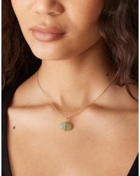 Accessorize - Z - collier avec pendentif aventurine en plaqué or 14 carats - Lyst