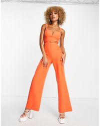 ASOS - Tailored Square Neck Jumpsuit With Kick Flare - Lyst