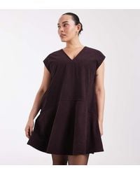 ASOS - Asos Design Curve Relaxed V Neck Mini Dress With Dropped Waist - Lyst