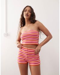Reclaimed (vintage) - – superknappe shorts mit -bunten streifen, kombiteil - Lyst
