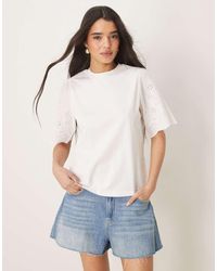 Y.A.S - Broderie Sleeve T-shirt - Lyst