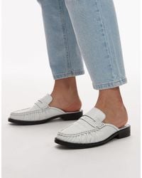 TOPSHOP - Anna Leather Flat Shoe Mules - Lyst