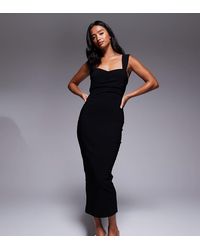 Vesper Petite - Vestido Semilargo Con Escote Corazón Y Parte Delantera Fruncida De Bengalina De - Lyst