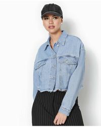 Pimkie - Giacca Di Jeans Corta Oversize Con Bordo Grezzo E Lavaggio Chiaro - Lyst