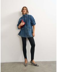 TOPSHOP - Denim Oversized Jacket With Elasticated Waist Detail - Lyst