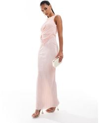 ASOS - Plisse High Neck Sleeveless Midi Dress With Drape Sash Detail - Lyst