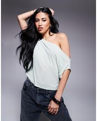 ASOS - Semi Sheer Relaxed One Shoulder Top - Lyst