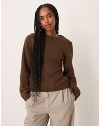 ASOS - Knitted Crew Neck Jumper With Tie Waist - Lyst