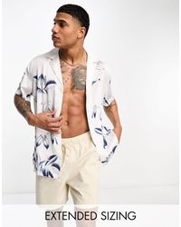 ASOS - Relaxed Deep Revere Satin Shirt With Floral Print - Lyst