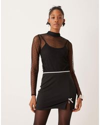 New Look - High Neck Spot Mesh Long Sleeve Top - Lyst