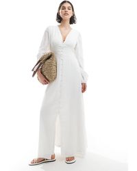 Vero Moda - Crinkle Cotton Blouson Sleeve Boho Maxi Dress - Lyst