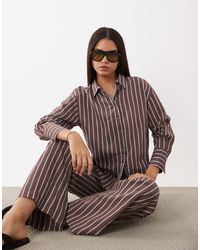 New Look - Co-ord Stripe Longline Shirt - Lyst