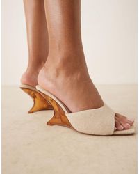 ASOS - – tilly – mules aus natürlichen materialien mit keilabsatz - Lyst