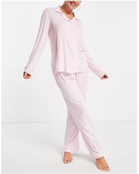 Chelsea Peers Eco Modal Jersey Revere Top And Trouser Pyjama Set - Pink