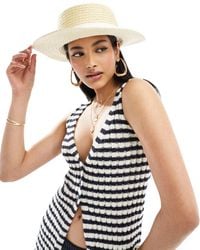ASOS - Straw Boater Hat With White Band - Lyst