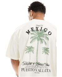 ASOS - T-shirt oversize avec imprimé mexico club au dos - blanc cassé - Lyst