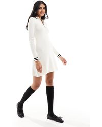 ASOS - Knitted Mini Dress With Collar And Tipping Detail - Lyst