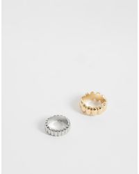 Reclaimed Vintage - Mixed Plate Ribbed Band Rings 2 Pack-multi - Lyst
