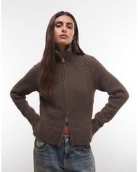 Weekday - Wool Blend Hairy Knit Zip Through Cardigan - Lyst