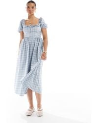New Look - Vestito Midi A Quadri Con Dettaglio Stile Corsetto - Lyst