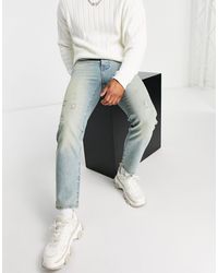 TOPMAN - – gerade geschnittene jeans mit patinagrüner tönung - Lyst