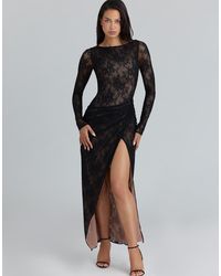 House Of Cb - Sapphira Lace Asymmetric Maxi Dress - Lyst