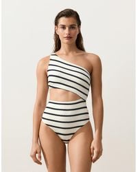 Oysho - Crochet Stripe Asymmetric Trikini - Lyst