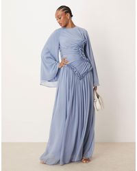 ASOS - Asos design tall – gerafftes maxikleid aus kräusel-chiffon - Lyst