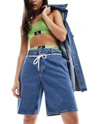 Calvin Klein - Short en jean droit style années 90 - clair délavé - Lyst