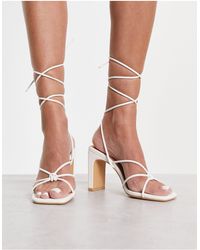 New Look - Knot Front Strappy Block Heeled Sandals - Lyst