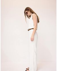 Stradivarius - Straight-leg Linen Mix Trousers With Belt - Lyst