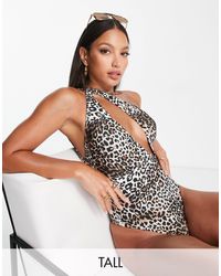 Free Society - Tall One Shoulder Cut Out Swimsuit - Lyst