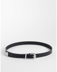 ASOS - Skinny Leather Belt With Curve Buckle And Metal Tip - Lyst