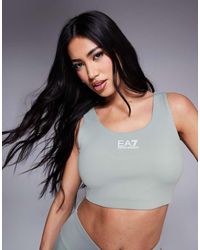 EA7 - Sujetador Deportivo Verde Con Logo En La Parte Central Del Pecho De Armani (Parte De Un Conjunto) - Lyst