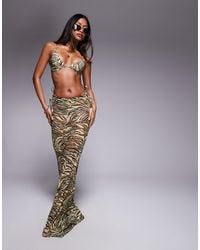 ASOS - – gia – strandrock aus netzstoff mit animalprint - Lyst