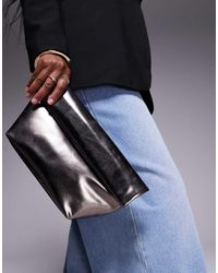ASOS - Clutch Met Oprolbare Bovenkant Van Metaalkleur - Lyst