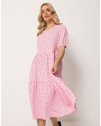 Yours Clothing - Polka Dot Tiered Dress - Lyst