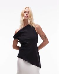 TOPSHOP - Super Soft Cupro Twist Detail Asymmetric Top - Lyst