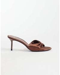 Mango - Satin Heeled Mules - Lyst