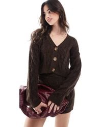 Miss Selfridge - V Neck Relaxed Fit Cable Knit Cardigan Co Ord - Lyst