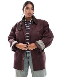 ASOS - Asos Design Waxed Cinched Waist Jacket With Contrast Collar - Lyst