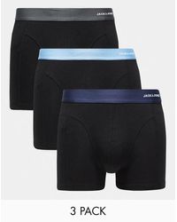 Jack & Jones - Confezione Da 3 Boxer Aderenti Neri Con Elastico - Lyst