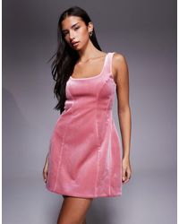 ASOS - Velvet Square Neck Seam Detail Mini Dress - Lyst